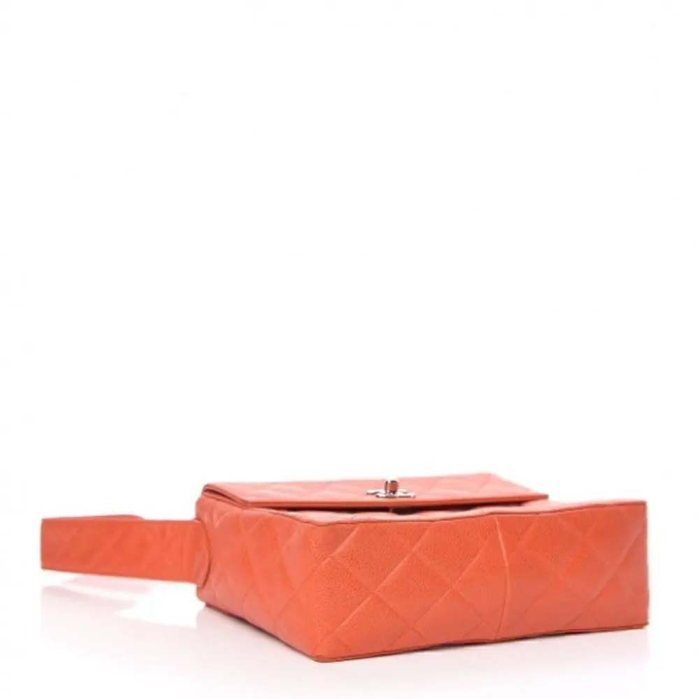 CHANEL Caviar Quilted Shoulder Bag Orange